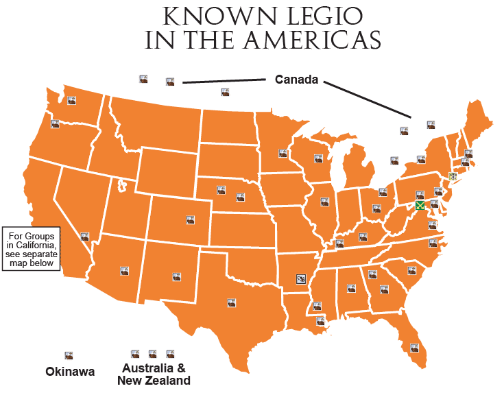 US&nbsp;Map showing Legios by location
