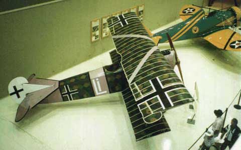 Pix of Fokker D.VII from above, taken at Wright-Patterson AFB museum, July, 1996.